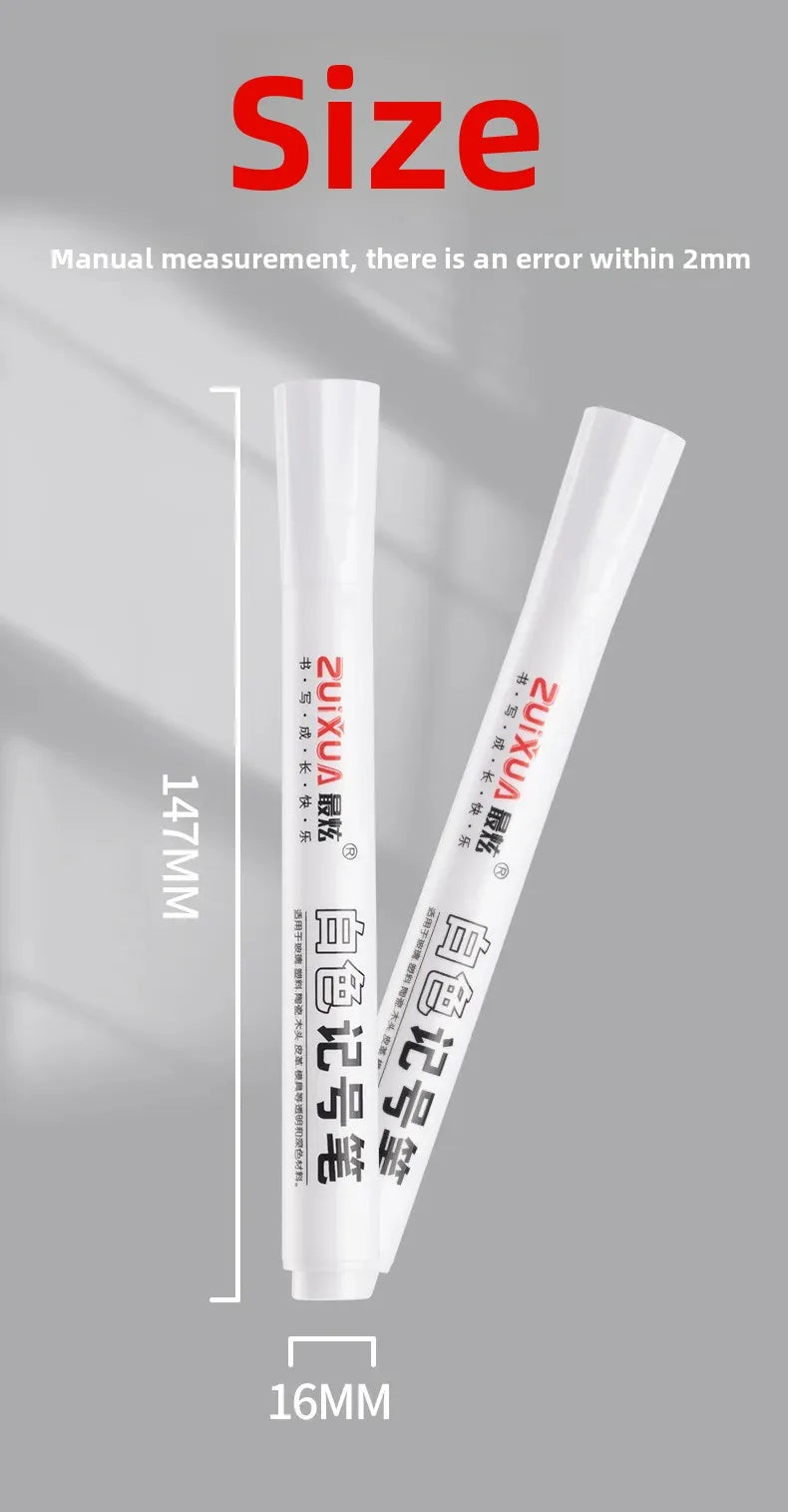 1/3/5 Pcs White Marker Pens 2.0mm Oily Waterproof White Gel Pen DIY Graffiti Sketching Markers Stationery Wrting School Supplies