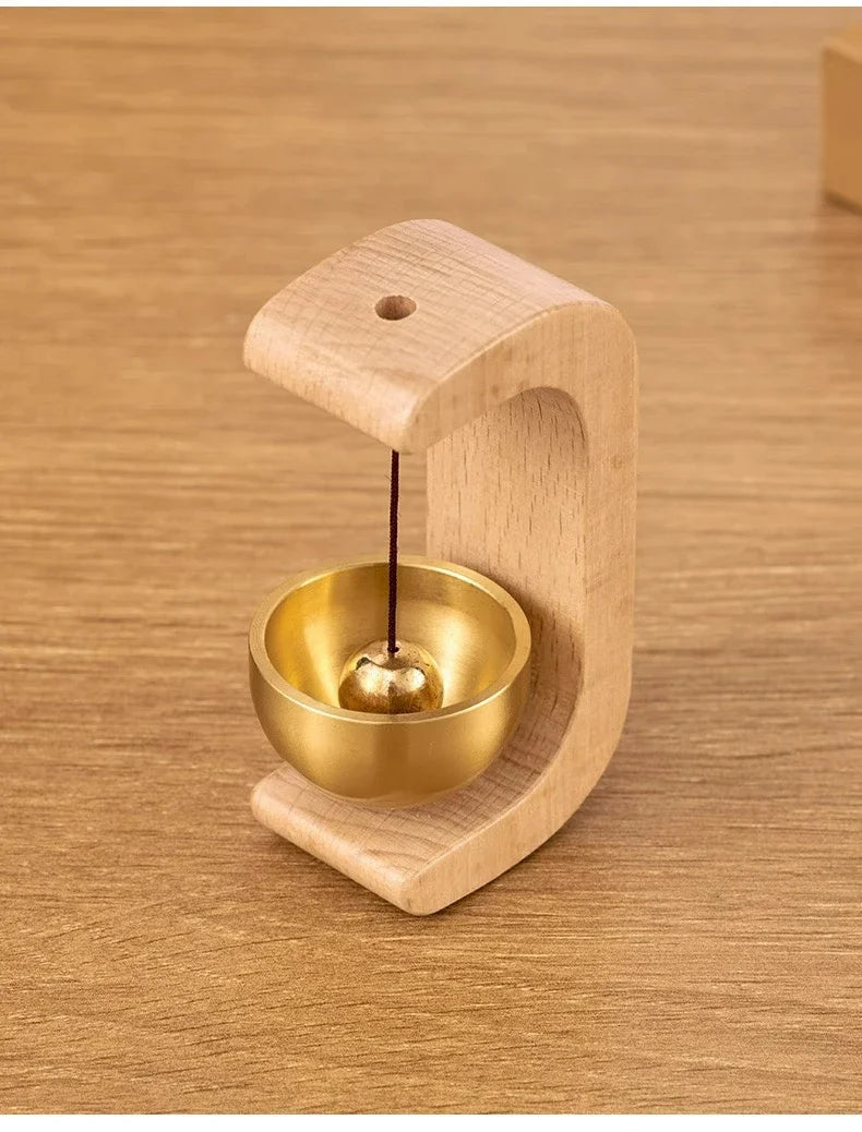 Dopamine Wind Chime Magnetic Indoor Wind Chime, Oak Material Doorbell Copper Bell, Walnut Copper Trim Home Wind Chime Doorbell