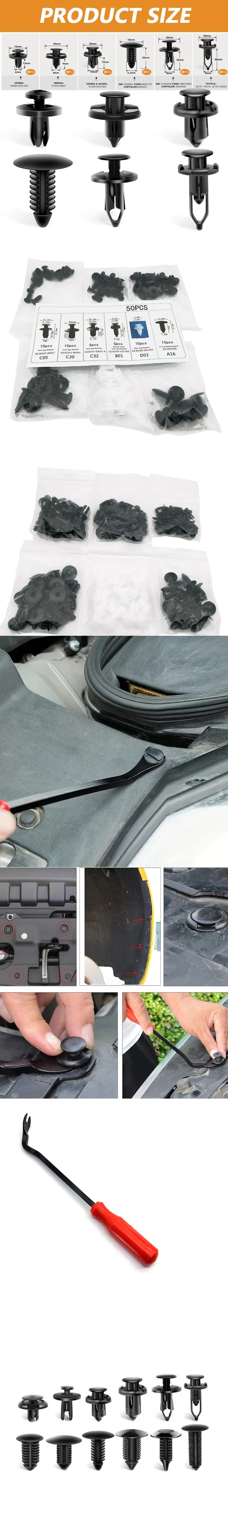 190 Pcs Auto Plastic Buckle Bumper Clips Fixing Nail Kit 6 Styles Plastic Retainer Fasteners Clip Car Body Push Rivets Parts