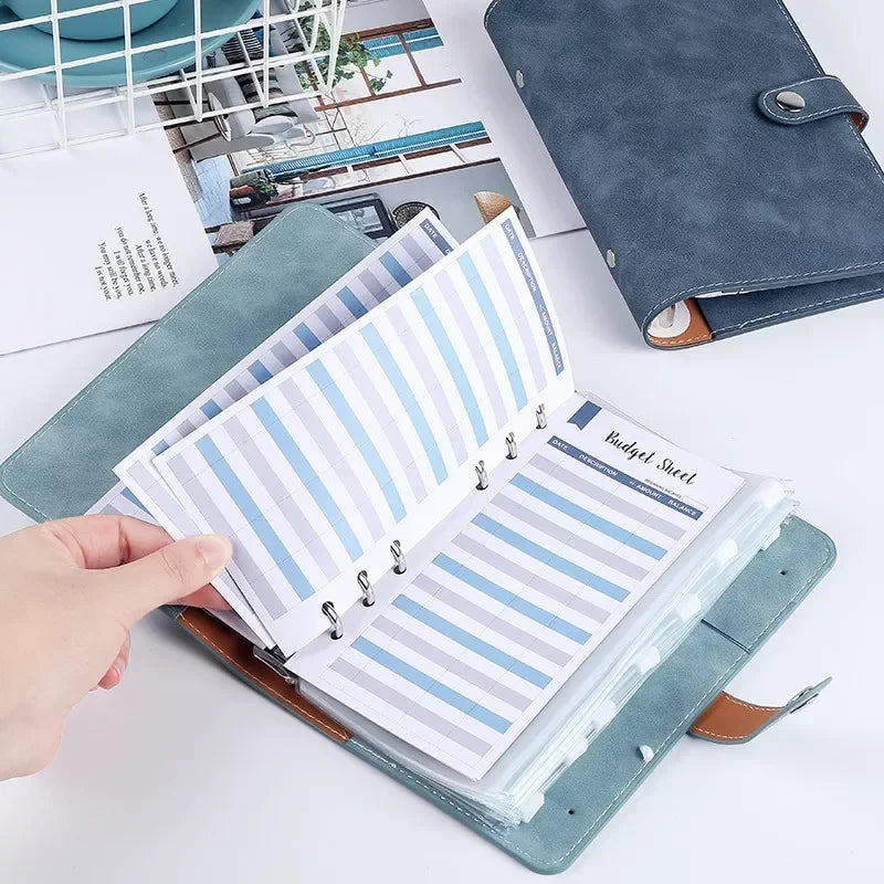 A6 Budget Binder Planner Notebook Cover PU Loose-leaf Handbook 6 Holes Binder Diary Agenda Paper Cover School Stationery