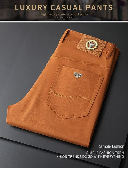 Seven-Color Stretch Jean Men's Trendy Wild Simple 97% Cotton High-End Slim-Fitting Small Straight Casual Men's Clothing Trousers