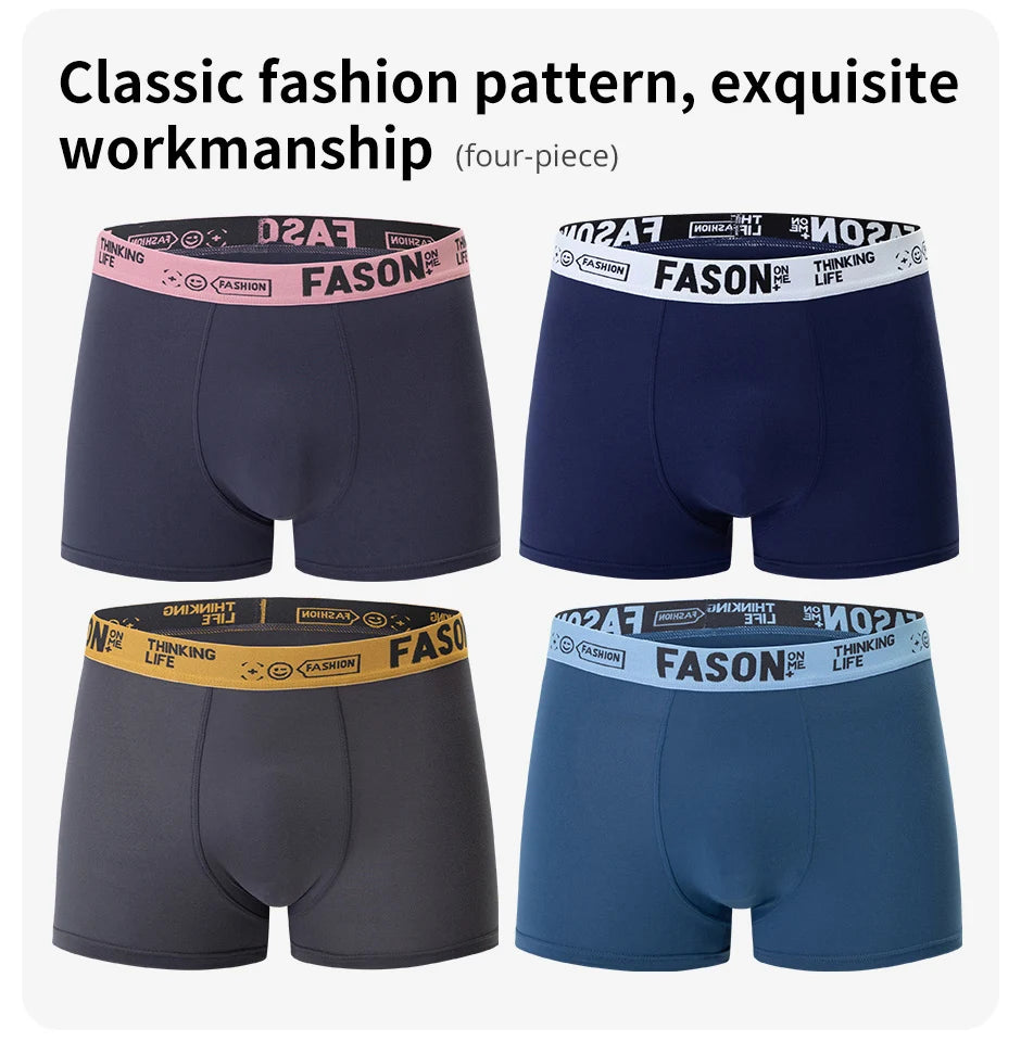 4/10 Pack Teenagers To Adults Parent-child Boyshort Simple Fashion Multi-size Shorts Men's Comfortable Underwear Elastic Waist P
