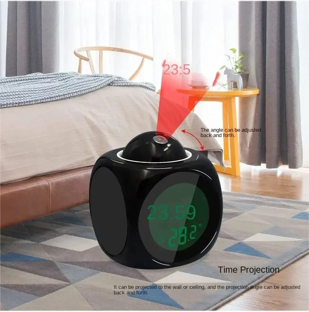 Multi-function Projection Chime Clock LED Light Projection Alarm Clock Voice Chime Clock Projection Clock