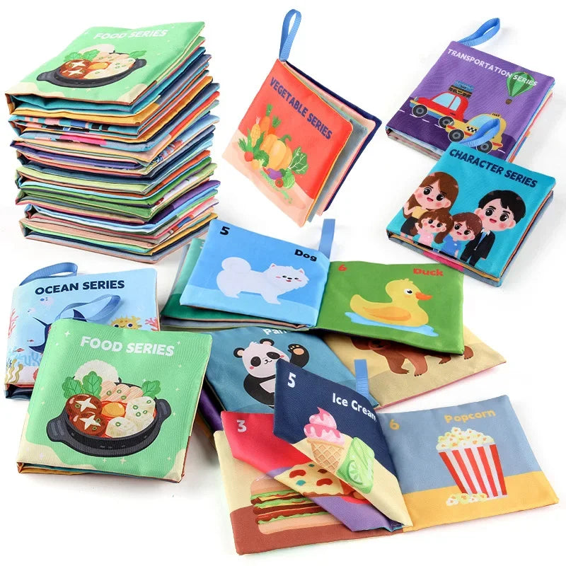 Cloth Book for Early Education Toys 4-page 8-sided English Palm Book Books for Kids Manga Book English for Child Kids