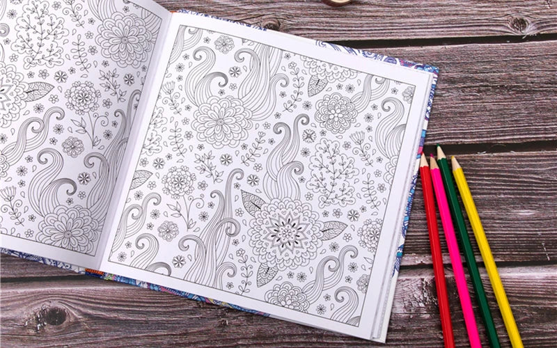 1 Books Mandalas Flower Coloring Book For Children Adult Relieve Stress Kill Time Graffiti Painting Drawing Art Book Stationerys