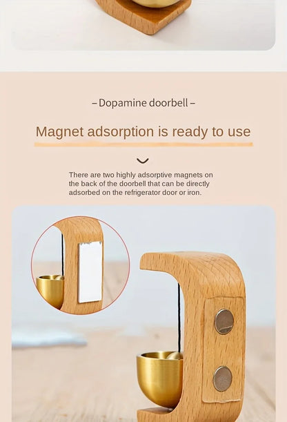 1pc Brass Doorbell Reminder Wind Chime With Magnetic Suction, C-Shaped Gift For Housewarming, Home Decoration, Car Decoration