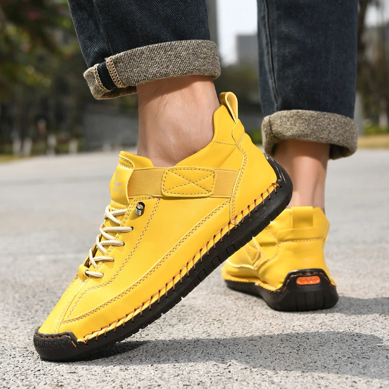 Handmade Women's Shoes Casual Ankle Boots Comfortable Slip-Resistant Breathable Shoes Elastic Strap Outdoor Walking Flat Shoes