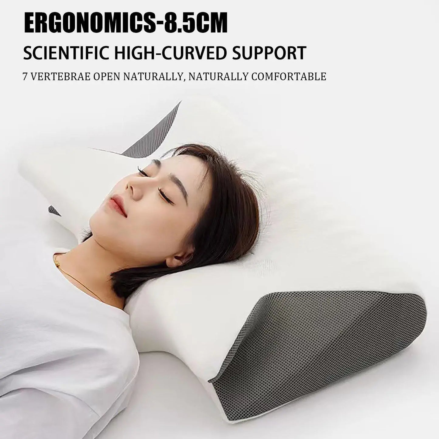 Releep Cervical Neck Pillow Neck Pain Relief Adjustable Contour Pillow for Sleeping Ergonomic Memory Foam Pillow Side Sleeper