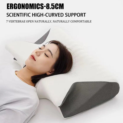 Releep Cervical Neck Pillow Neck Pain Relief Adjustable Contour Pillow for Sleeping Ergonomic Memory Foam Pillow Side Sleeper