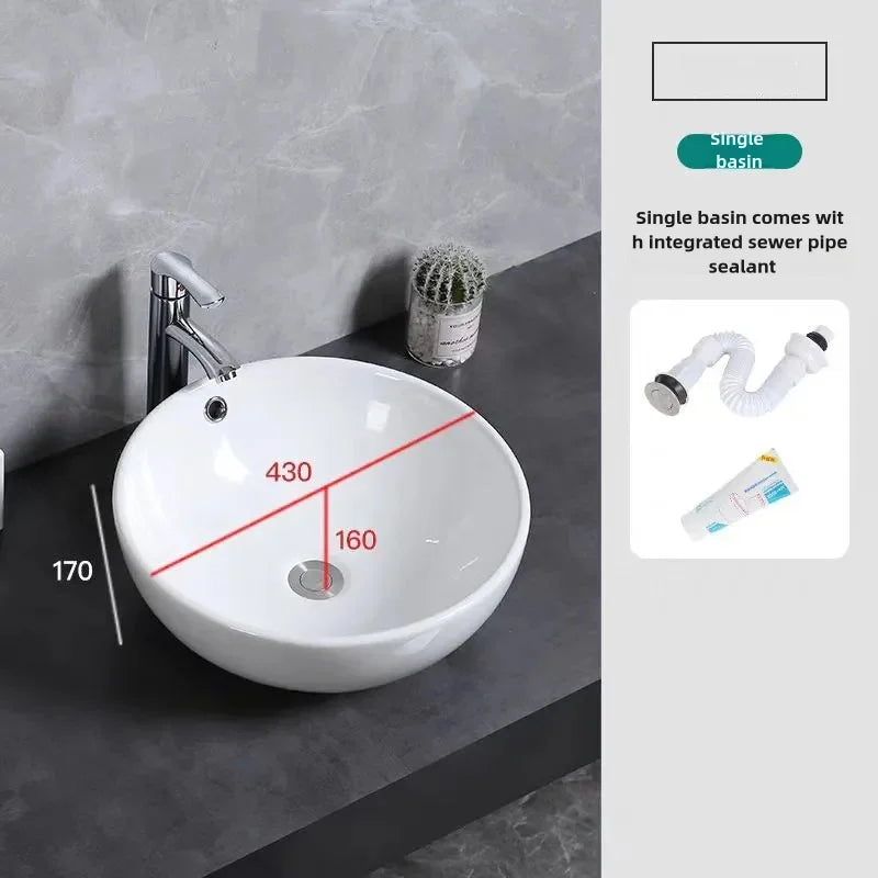 Bathroom washbasin Balcony washbasin Round size two models excluding faucet Sold separately ceramic pedestal washbasin