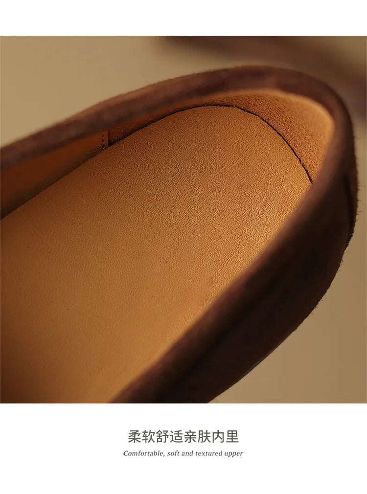 Shoes for Women 2024 Summer Brown Casual Flats Ladies Shoe Fashion Suede Loafers Soft Sole Non-Slip Feminino Zapatos Mujer