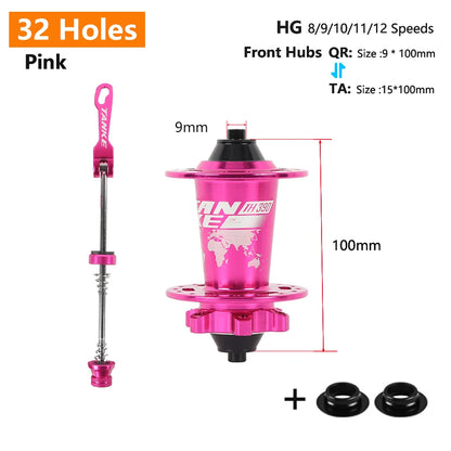 TANKE 120 Click Hub 6 Bearing MTB Mountain Bike Hub Front Rear 28 32 36 Holes QR Thru-axle Exchange Disc Brake Bicycle Hubs HG