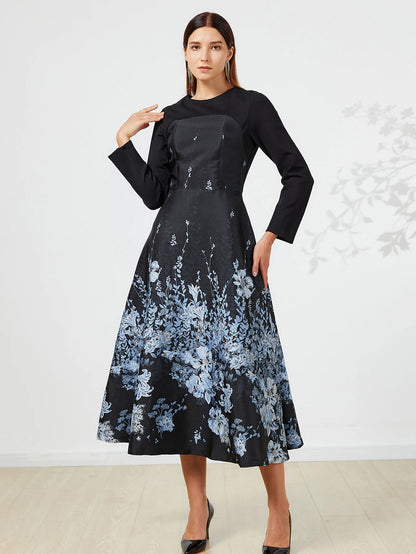 Women Luxury Long Maxi Jacquard Dress Ladies Floral Elegant Dresses New Year Ball Gown Casual Evening Party Maxi Clothing