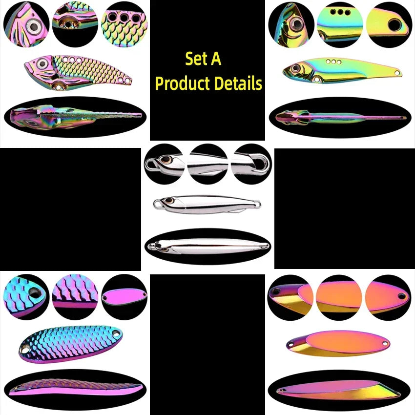 5pcs/lot Wobbler lures 3g/10g/15g Metal Vib Fishing Lure set Sinking Hard Metal VIB Sea Fishing Lures Artificial Pesca Bait