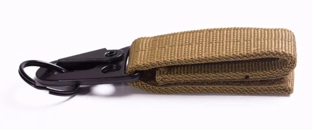 2 PCS.Tactical Hanging Buckle Molle Nylon Webbing Carabiner Belt Triangle Keychain for Outdoor Climbing Camping Tool Accessory