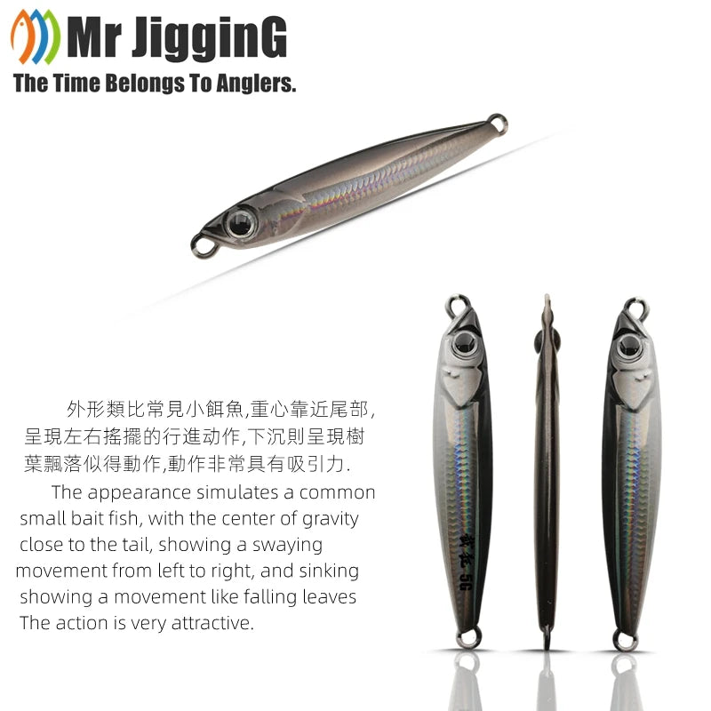 Mr JigginG Fast Sinking Metal Jig Lure 10/15/20/30/40g Saltwater Shore Casting Fishing Sea Bass Metal Jig Artificial Bait Tackle