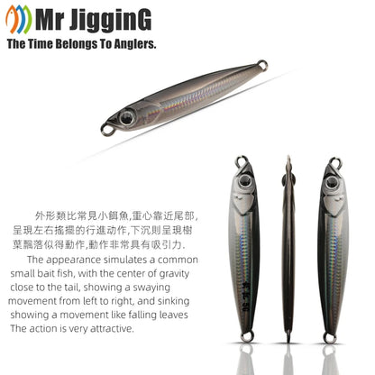 Mr JigginG Fast Sinking Metal Jig Lure 10/15/20/30/40g Saltwater Shore Casting Fishing Sea Bass Metal Jig Artificial Bait Tackle