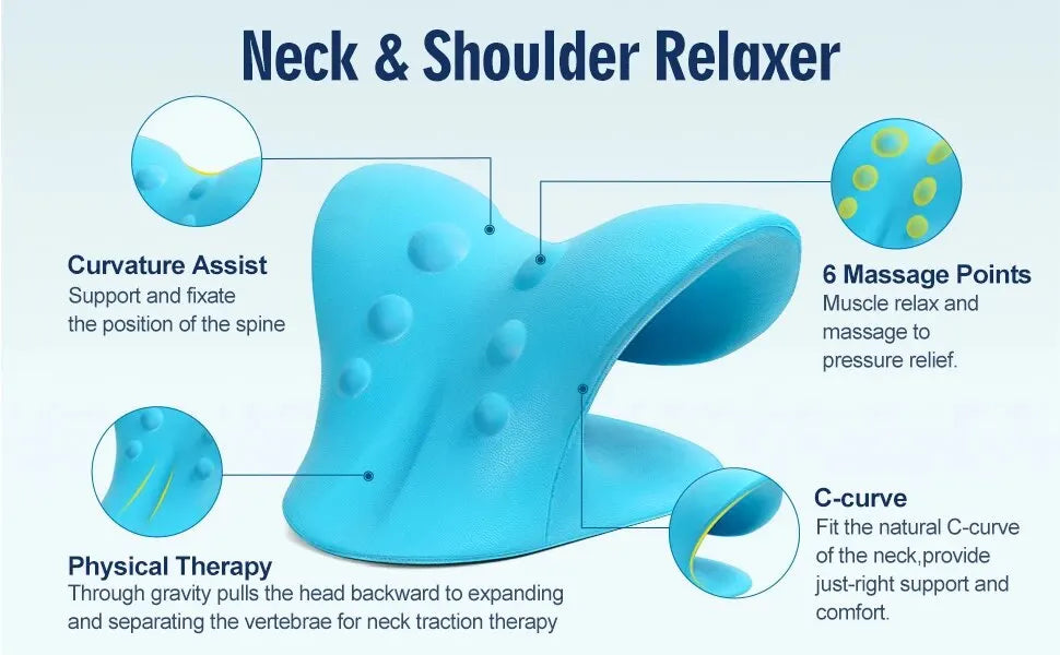 Neck and Shoulder Relaxer Cervical Traction Device for Relief and Cervical Spine Alignment Chiropractic Pillow Neck Stretcher