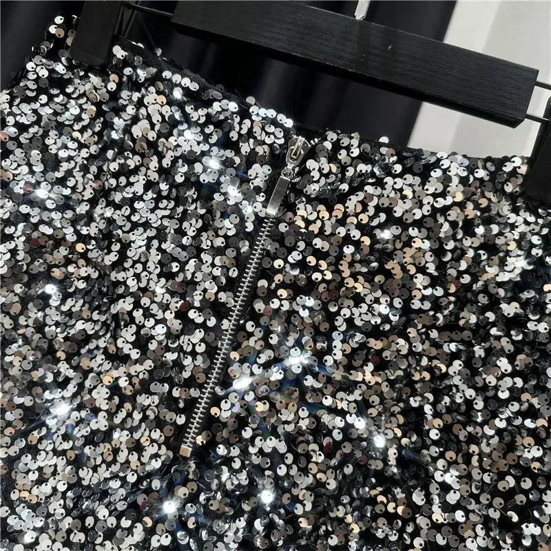 New Autumn Black Velvet Shorts Women Sequined Shiny Versatile Short Pants Clubwear Shorts Hot Pants High Street