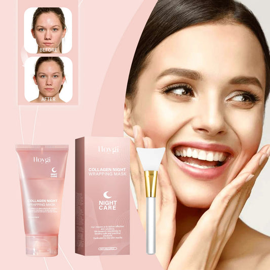 Hydrolyzed Collagen Overnight Facial Mask Wrapping Peel-Off Mask Hydrating Firming Mask for Elasticity Reduces Sagging Dullness