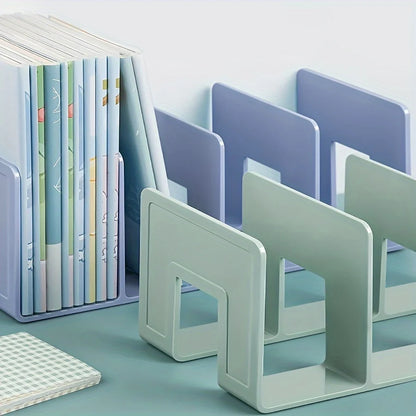 4 Grid Bookends Stand Bookshelf Desktop Decor Storage Rack Bookend Book Holder School Stationery Office Desktop File Organizer