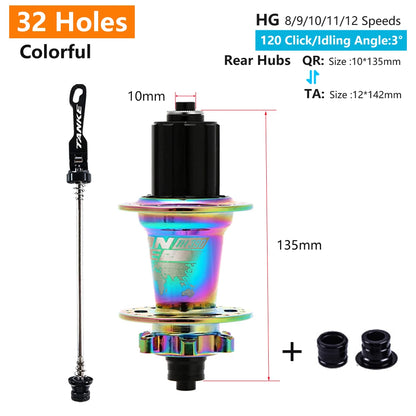 TANKE 120 Click Hub 6 Bearing MTB Mountain Bike Hub Front Rear 28 32 36 Holes QR Thru-axle Exchange Disc Brake Bicycle Hubs HG