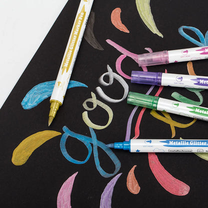 10 قطع من أقلام التحديد المعدنية ذات الرأس المزدوج مع فرشاة ورؤوس دقيقة وأقلام تحديد للبطاقات اليدوية وأدوات الرسم والكتب والعودة إلى المدرسة