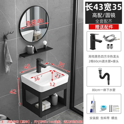 Bathroom Vanity with Sink Toilet Simple Small Apartment Household Wall-mounted Storage Balcony Washbasin Cabinet with Mirror