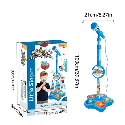 Kids Rocking-Roll Microphone with Stand Karaoke Song Music Instrument Toys Brain-Training Educational Toy Birthday Gift Girl Boy