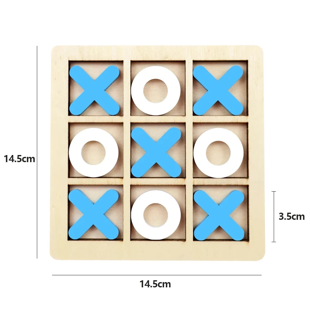 Wooden XO Tic Tac Toe Game Mini Chess Board Interaction Puzzle Training Montessori Educational Toys Gift for Kids Boy Girl