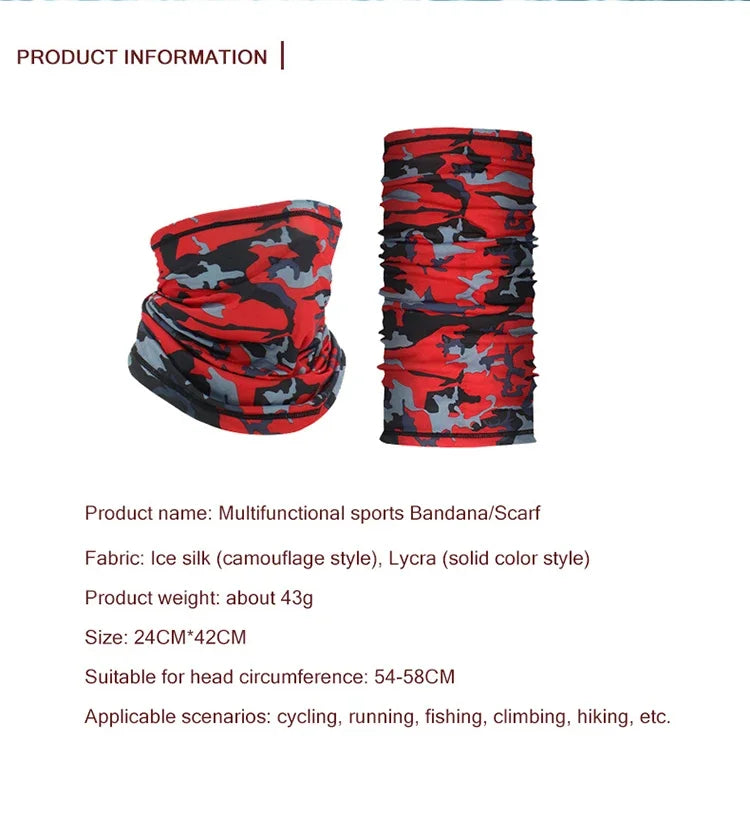 1 PCS Cycling Face Mask Breathable Headscarf Bandana Scarf Neck Multifunctional UV Protection Outdoor Fishing Hiking Head Band
