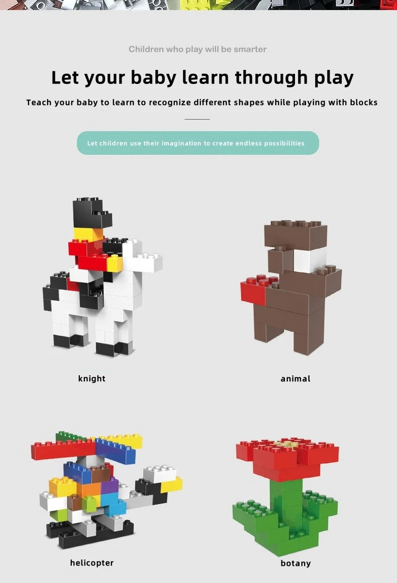 HOMEFISH 1000 DIY creative building blocks bulk set Urban Classic building Assembled birthday gift children's educational toys