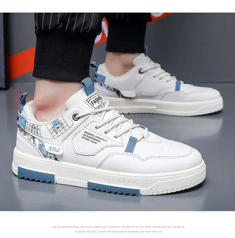 Men's shoes 2025 summer new breathable white shoes men's trendy and versatile thick soled sports board shoes trendy shoes