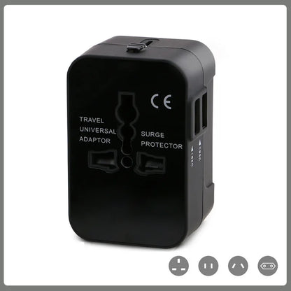 Universal Worldwide All in One Phone Charger Travel Plug Wall AC Power Plug Adapter with Dual USB Charge Port for USA EU UK AU