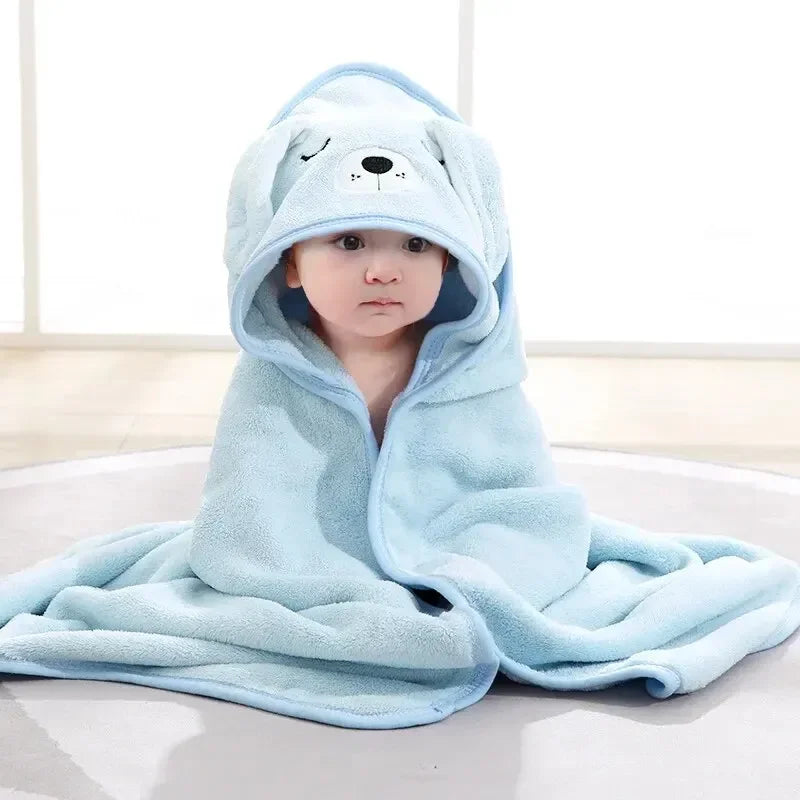 Bath Bathrobe Toddler Infant Towel Boy Girl Blankets Swaddle With Hood Cartoon Coral Fleece Towel Blanket Newborn Kids Bedding
