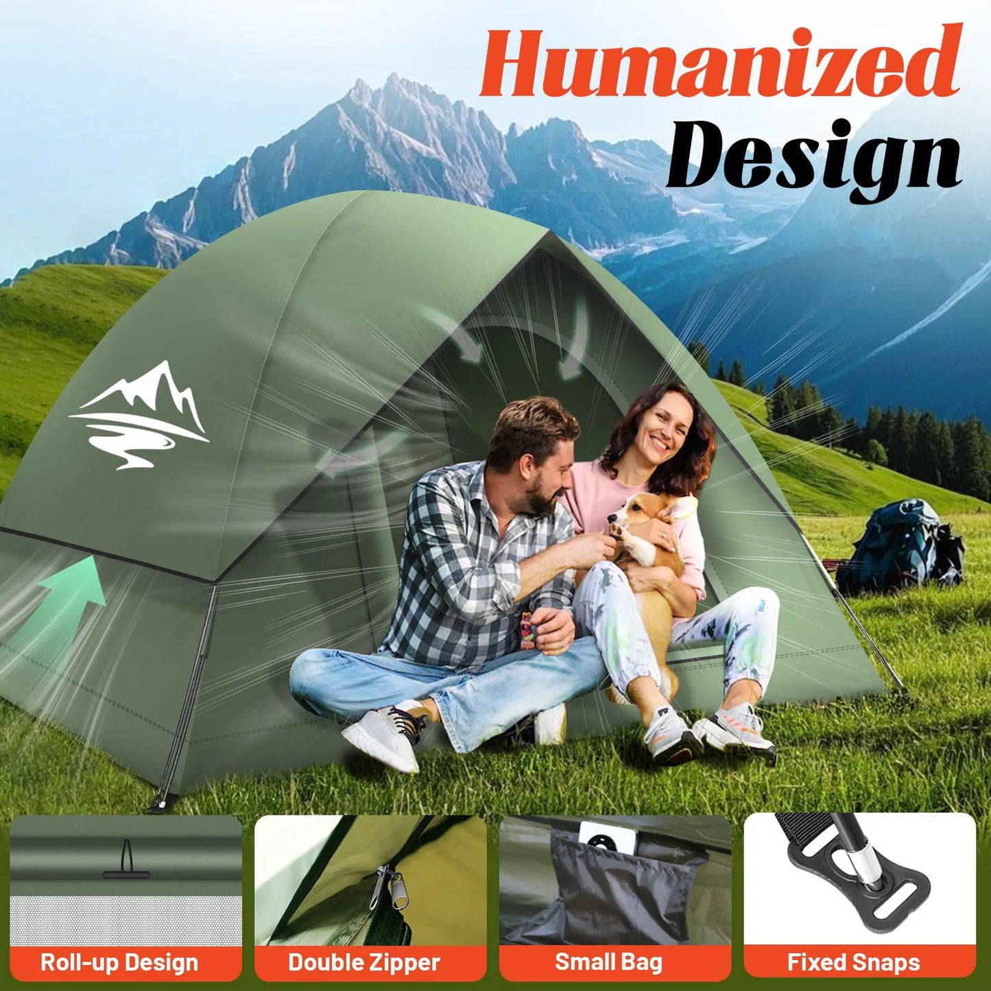 3-4 People Tents for Camping with Shelter 100% Waterproof Windproof  Easy Set Up Tent with Removable for Adventure Backyard