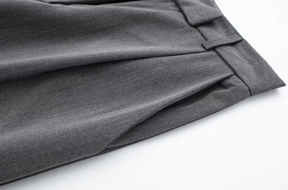 Women Fashion With Darts Front Pockets Wide Leg Pants Vintage High Waist Zipper Fly Female Trousers Mujer