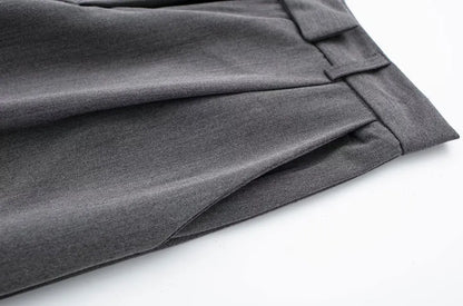 Women Fashion With Darts Front Pockets Wide Leg Pants Vintage High Waist Zipper Fly Female Trousers Mujer