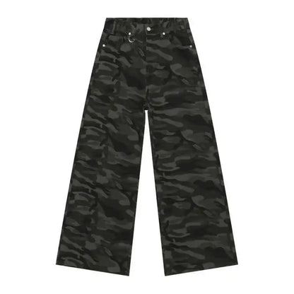 IEFB Vintage Camouflage Men's Jeans Fashion Washed Casual Wide Leg Denim Pants Autumn Winter Loose Male Trousers Old Blue 9C354