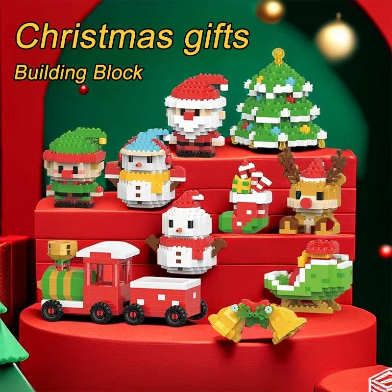 Christmas Gifts Building Block Series Santa Claus Reindeer Puzzle Assembly Bricks Table Decoration Toys for Child Chrismas Gift