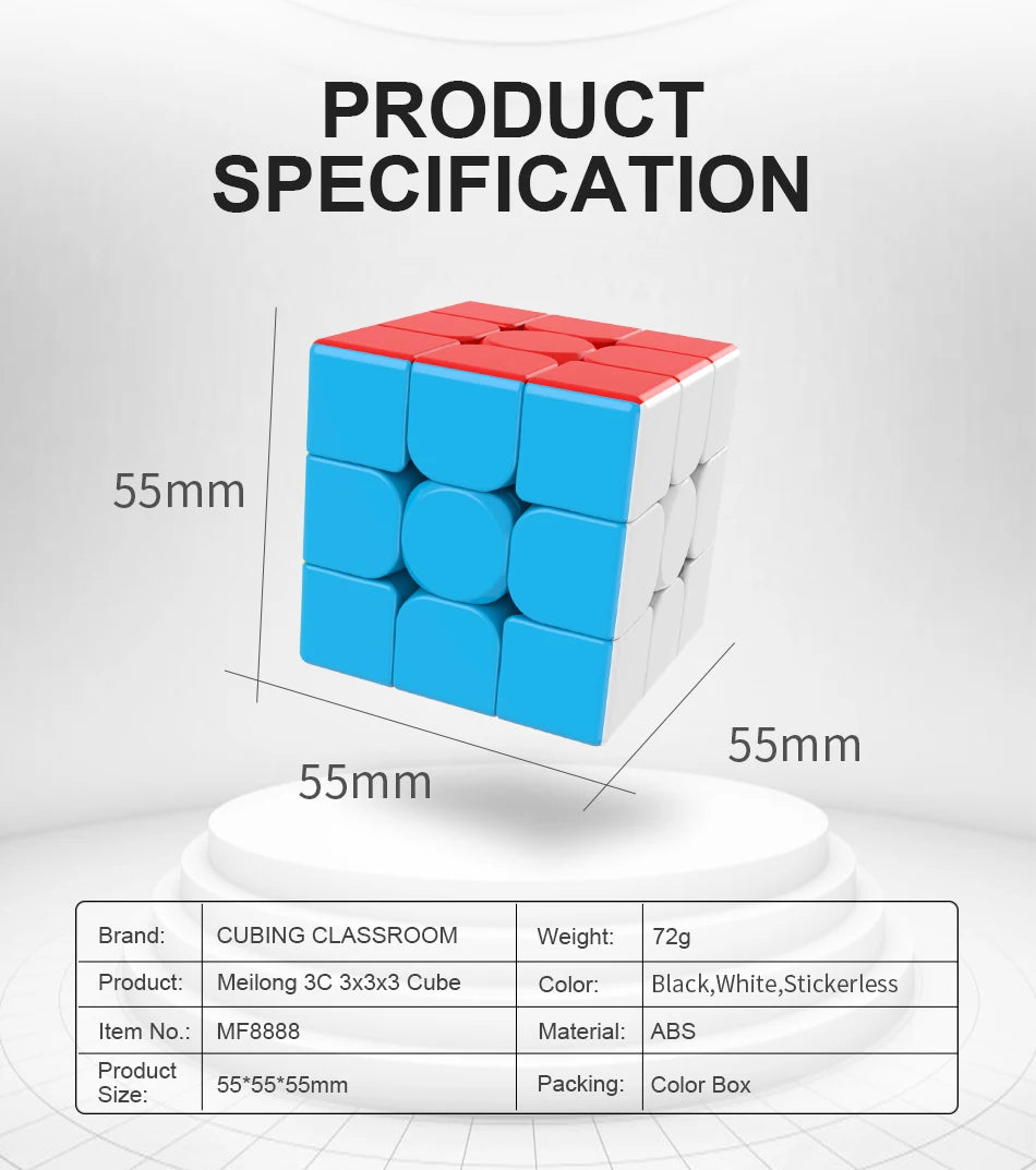 MoYu Meilong3c Professional Magic Cube 3x3x3 classroom Stickerless 3 Layers Speed Cube Puzzle Cube Fidget Toys For Childrengifts