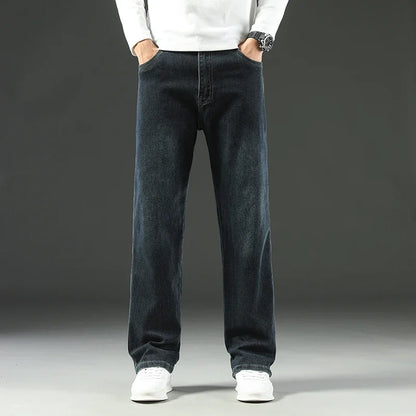 2025 New Spring and Autumn Men's Jeans, Loose, Comfortable, Straight, Business Casual, Versatile Wide-leg Business Trousers