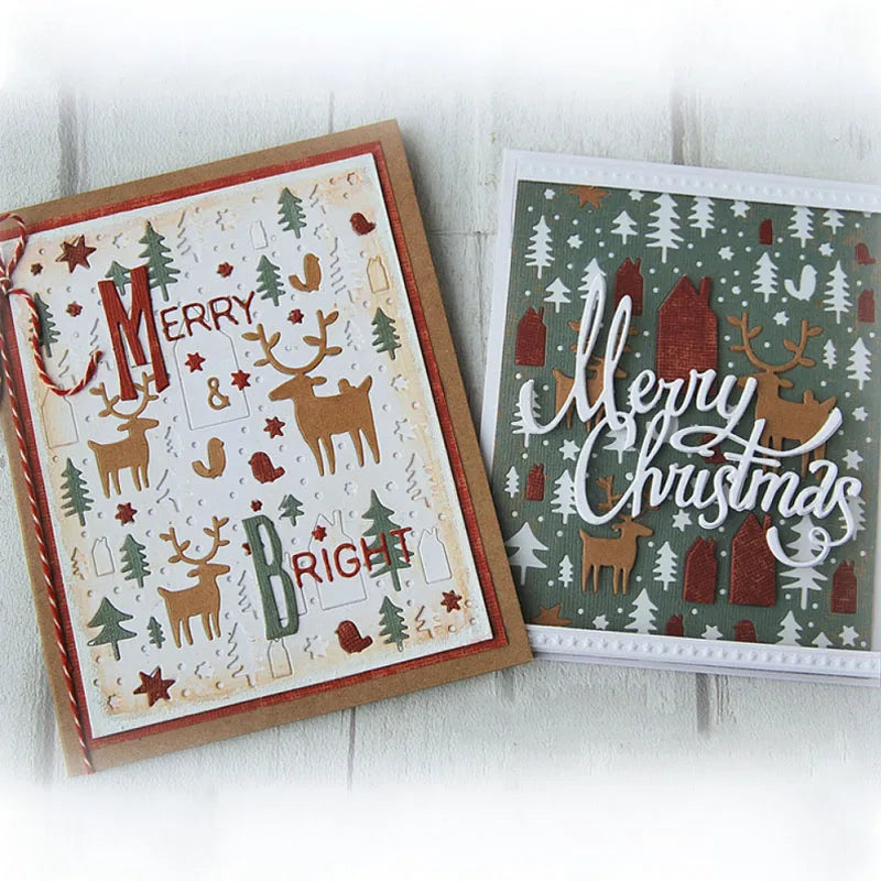 Christmas Tree Reindeer Star Doodle Background Metal Cutting Dies for DIY Scrapbook Christmas Paper Card Decoration Paper Craft