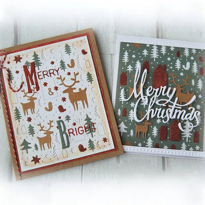 Christmas Tree Reindeer Star Doodle Background Metal Cutting Dies for DIY Scrapbook Christmas Paper Card Decoration Paper Craft