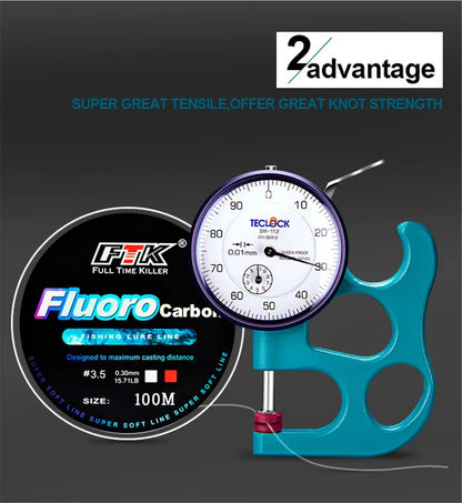 100m Fluorocarbon Bait Fishing Line, Carbon Fiber Fly Fishing, Wild Fishing, Sea Fishing, Fishing Accessories, Tools, Outdoor