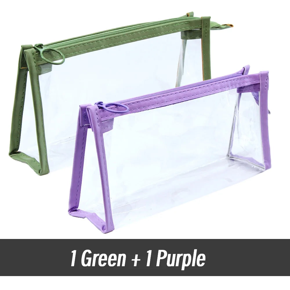 Transparent Triangular Pencil Case Large Capacity Simple Pen Bag Kawaii Cosmetic Bag School Study Stationery Office Supplies