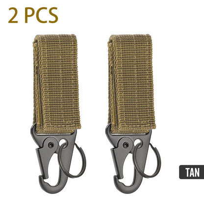 2 PCS.Tactical Hanging Buckle Molle Nylon Webbing Carabiner Belt Triangle Keychain for Outdoor Climbing Camping Tool Accessory
