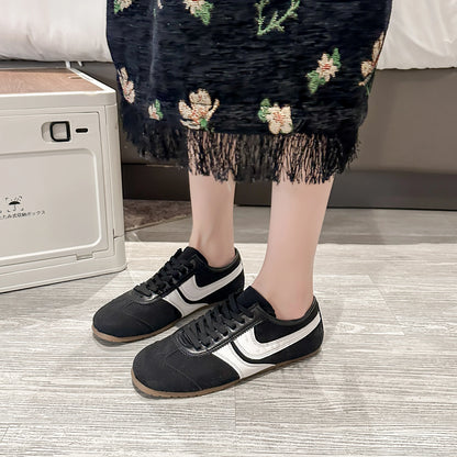 Shoes for Women 2025 Spring Autumn New Genuine Leather Ladies Moral Training Vulcanized shoes Retro Casual Flat Women's Sneakers