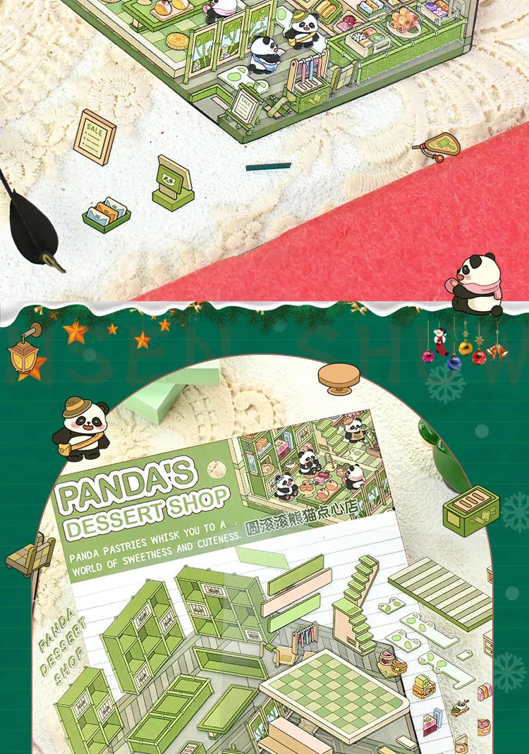 Christmas Theme DIY 3D Sticker Cartoon Pocket Cabin Scene Stacking and Pasting Festival Birthday Gift for Kid Child Student