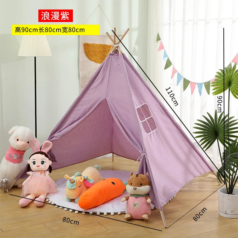 Kids Tent Teepee Tent For Children Portable Tipi Infantil House For Girl Cabana Boy Tents Decoration Carpet LED Lights